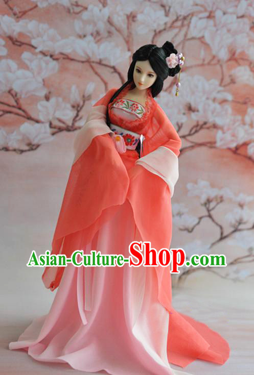 Orange BJD Dolls Guzhuang Costumes Complete Set