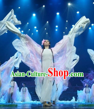 Long Sleeves Chinese Classical Butterfly Dance Costumes and Headpieces for Women