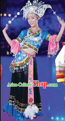 Traditional Miao Clothes and Hat for Women