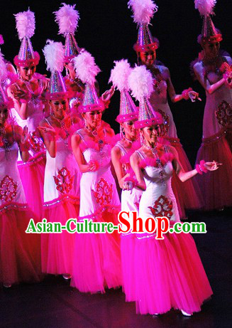 Stage Performance Dance Costumes and Hat Complete Set for Women