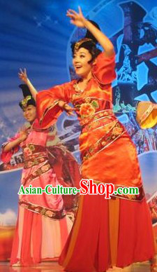 Stage Performance Classical Dancing Costume and Headwear Complete Set for Women