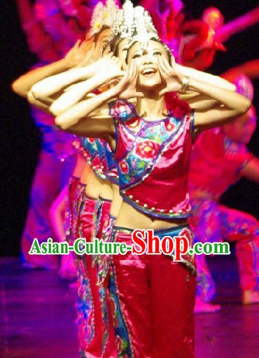 Stage Performance Ethnic Dancing Costumes and Hat Complete Set for Men