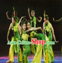 Traditional Chinese Shan Ye Xiao Qu Nature Dancing Costumes and Headpieces Complete Set for Women