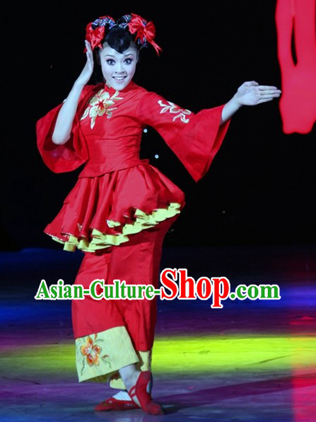 Chinese Mandarin Barbie Dance Costumes and Headgear Complete Set for Women