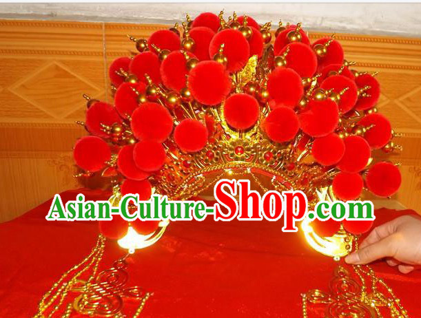 Chinese Opera Red Wedding Phoenix Crown for Women
