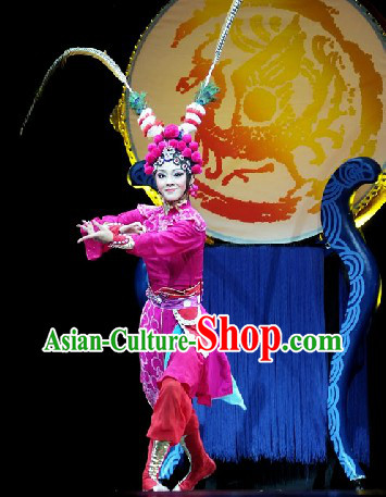 Beijing Opera Style Stage Performance Heroine Costumes and Headwear Complete Set for Women