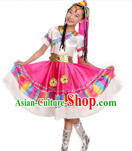 Traditional Chinese Tibetan Performance Costumes for Kids