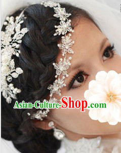 Chinese Shinning White Lace Wedding Forehead Accessories