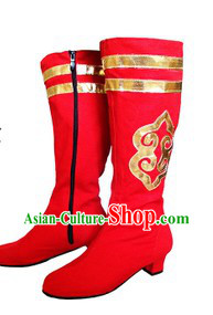 Stage Performance Red Chinese Mongolian Boots