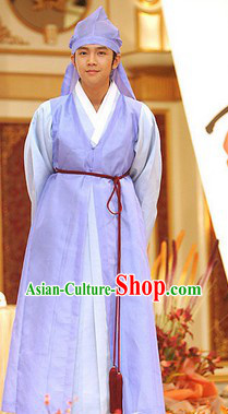 Ancient Korean Hanbok Dresses and Hat Complete Set for Men