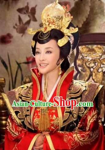 Wu Zetian Tang Dynasty Female Emperor Costumes and Headdress for Women
