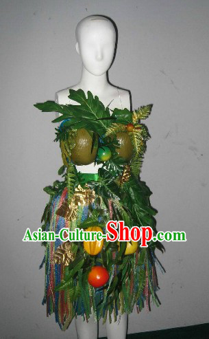 Forest Flower Grass Model Stage Performance Costumes and Headdress Complete Set
