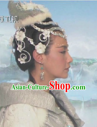 Traditional Ancient Chinese Chang'e Fairy Headdress and Wig Set