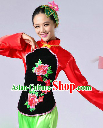 Traditional Chinese Yang Ge Dancing Uniform for Women
