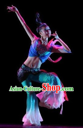 Chinese Fei Tian Dancer Costumes and Headdress Complete Set for Women