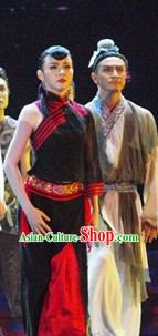 China Classical Silk Dance Costumes Complete Set for Women
