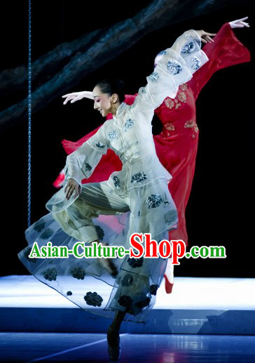 China Classical Silk Dancing Costumes Complete Set for Women