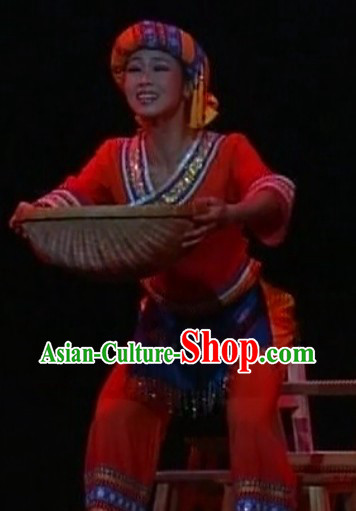 Chinese Miao Ethnic Group Dance Costumes and Headwear Complete Set for Women