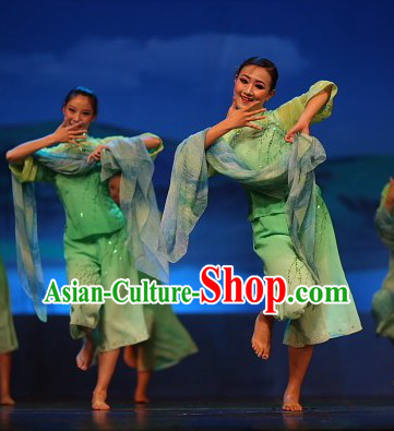 Asian Village Green Dance Costumes