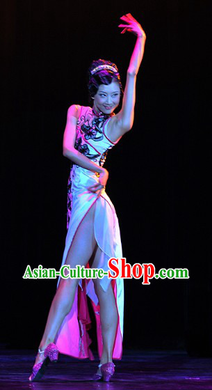 Long Mandarin Cheongsam Stage Performance Qipao for Women