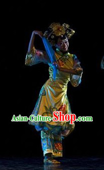 Chinese Imperial Palace Princess Dance Costumes and Headwear Complete Set