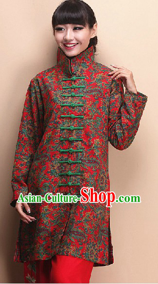 High Collar Long Chinese Manarin Robe Complete Set for Women