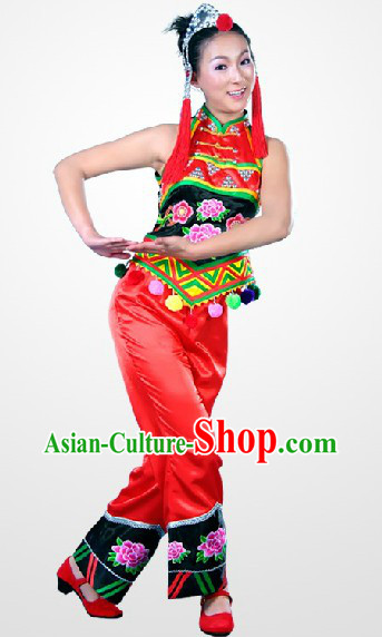 China Ethnic Clothes and Hat Complete Set for Women