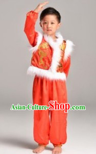 Red New Year Stage Performance Dance Costume for Boys