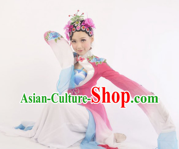 Long Sleeves Chinese Classic Dance Costumes and Headdress Complete Set for Women