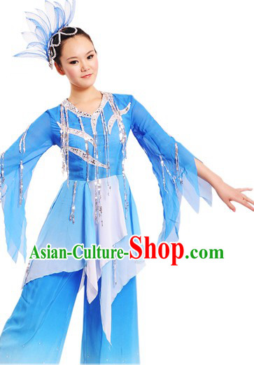 Traditional Chinese Dance Costumes and Headdress for Women