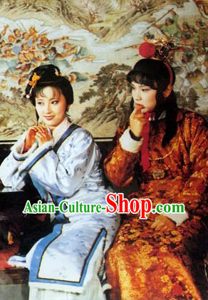A Dream in Red Mansions Lin Daiyu and Jia Baoyu Costumes and Hair Accessories Complete Sets