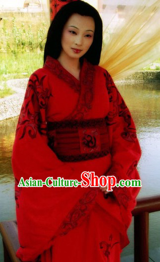 Ancient Chinese Han Dynasty Queen Clothing and Wig Complete Set