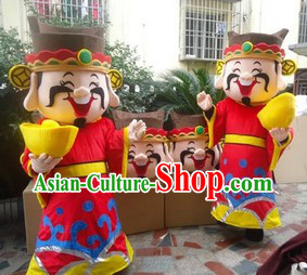 Traditional Chinese Cai Shen Ye Cartoon Mascot Costume for Men