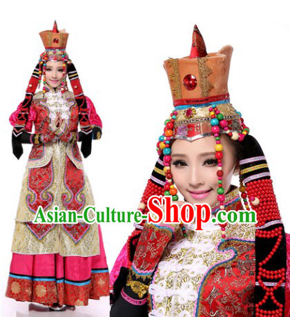 Traditional Mongolian Clothes and Hat for Women
