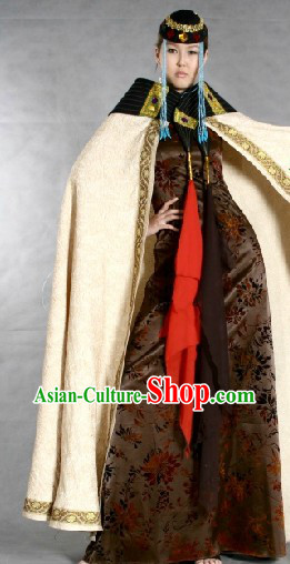 Chinese Traditional Mongolian Garment and Hat for Women