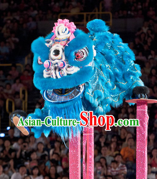 Blue Supreme Competition and Celebration Hoksan Lion Dance Costumes Complete Set
