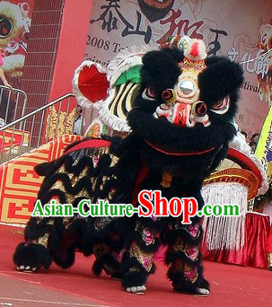 Black Fur Opening and Celebration Lion Dance Costume Complete Set