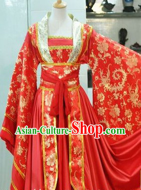 Ancient Chinese Red Phoenix Hanfu Clothing for Women
