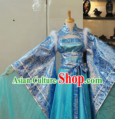Ancient Chinese Blue Princess Costume for Ladies