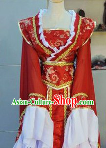 Ancient Chinese Red and White Wedding Dress for Brides
