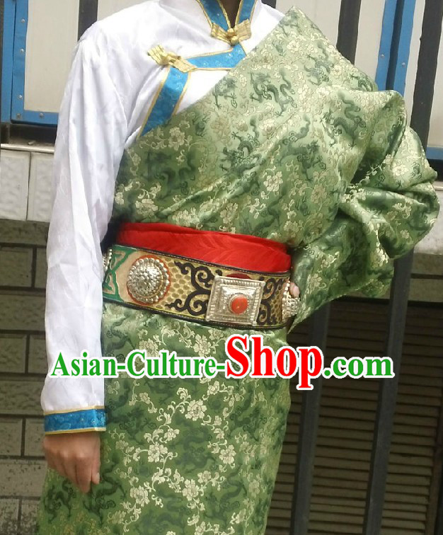 Traditional Chinese Green Tibetan Robe for Brides