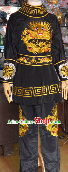 Chinese Opera Black Mask Changing Embroidered Dragon Costumes