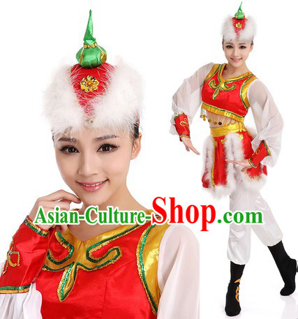 Mongolian Dance Costumes and Hat for Women