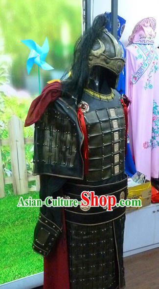 Ancient Chinese General Armor Costumes and Helmet for Men