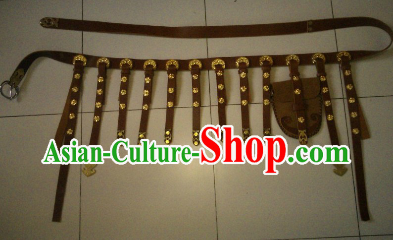 Ancient Chinese Handmade Leather Hanfu Clothing Belt for Men