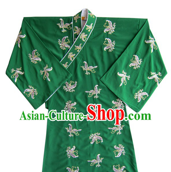Green Chinese Peking Opera Embroidered Butterfly Costume and Hat for Men