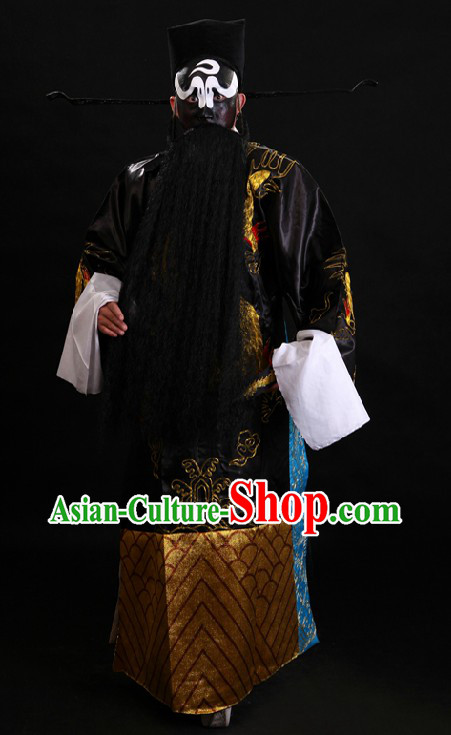 Ancient Chinese Bao Gong Law Judge Costume and Hat for Men