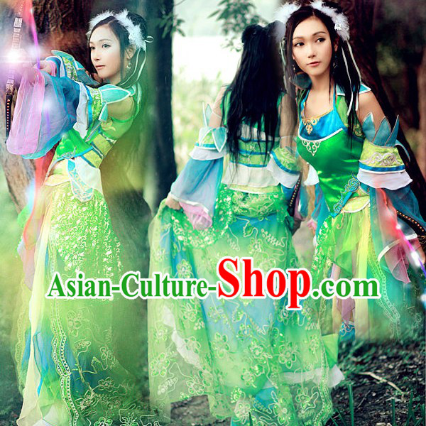 Ancient Chinese Green Fairy Costumes for Women