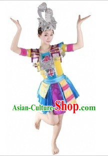 Traditional Chinese Miao Tribe Clothing and Hat for Women