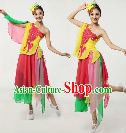 Chinese Classical Dance Dresses and Headpiece for Women